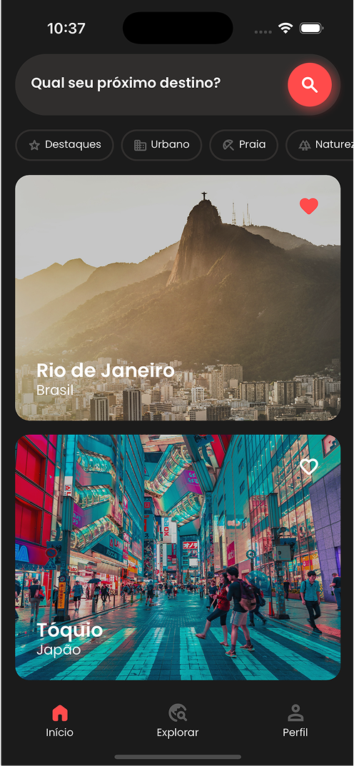 Tela do projeto desenvolvido no Profissional React Native